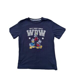 Disney Parks Walt Disney World WDW 71 Mickey Donald Goofy Shirt XL Navy